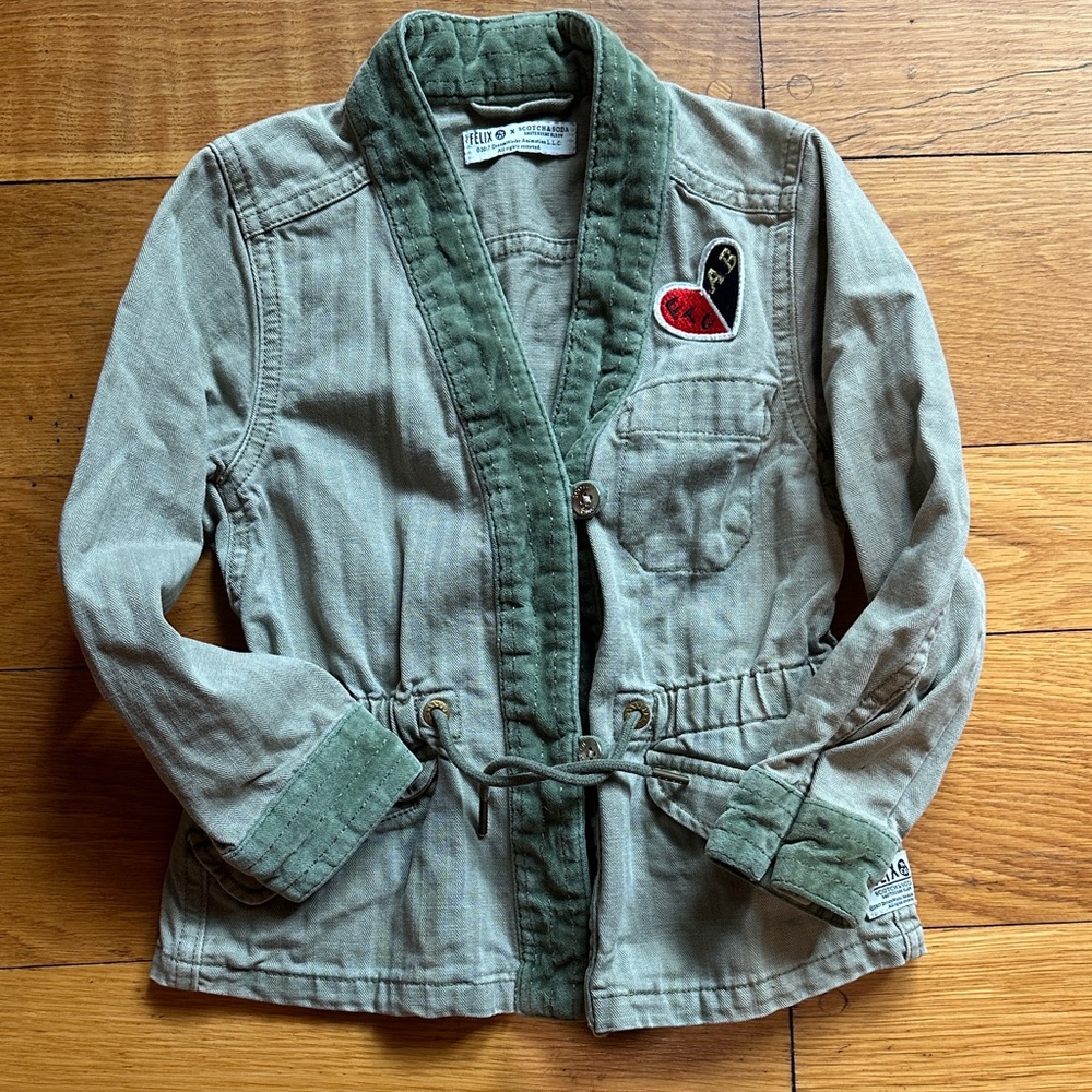 Scotch & Soda x Felix the Cat, Kids Green Jean Jacket with Heart Patch